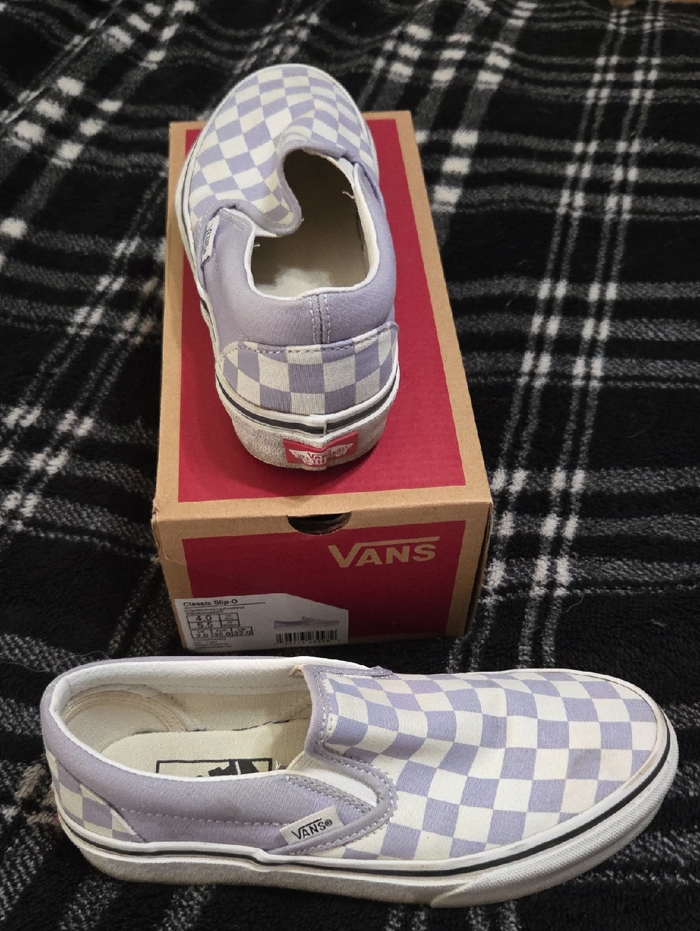 Vans Classic Slip-On Checkerboard Lavender and White